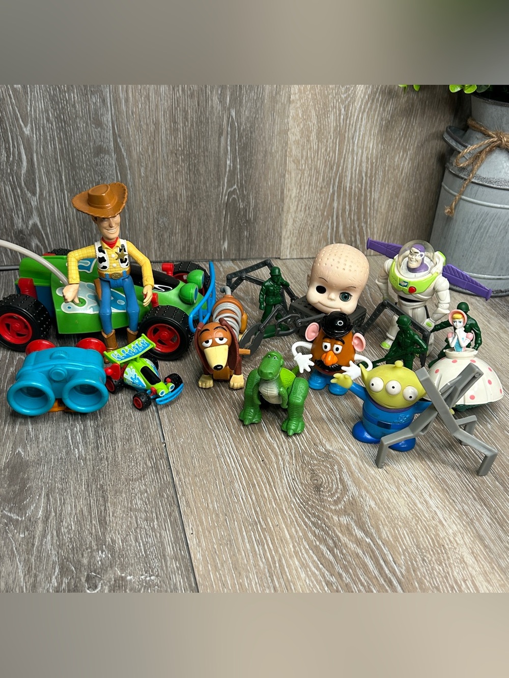 Disney Pixar Toy Story Action Figure Lot Woody Buzz BabyFace Lenny RC Slinky Rex